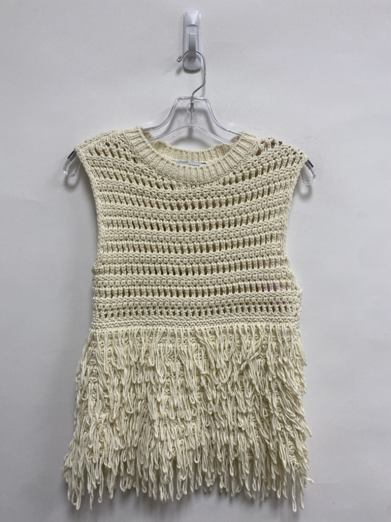 Zara Size S Cream Fringe Ladies Sweater Vest