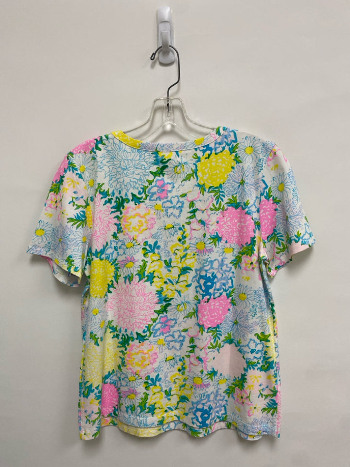 NWT LILLY PULITZER Size M Pink White/Multi Flowers Ladies Top