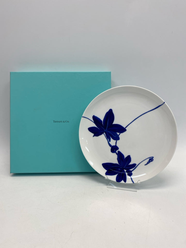 Tiffany &amp; Co. White Cobalt Blue Flowers Serving Piece