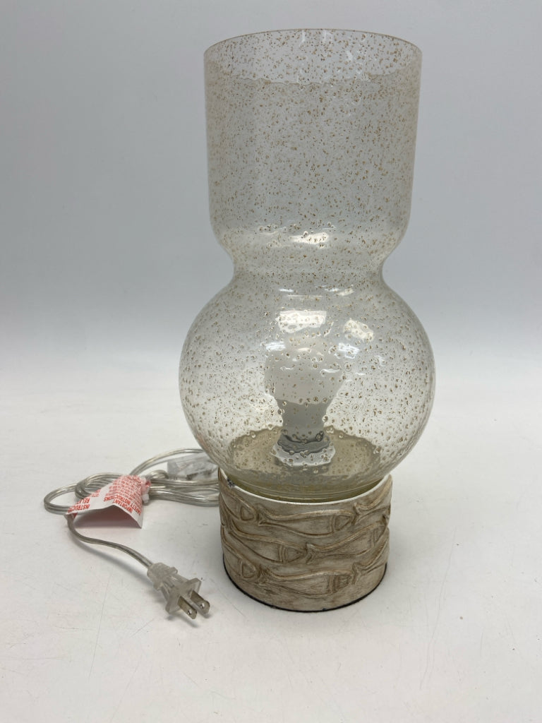 Tan Clear Speckles Ceramic/Glass Lamp