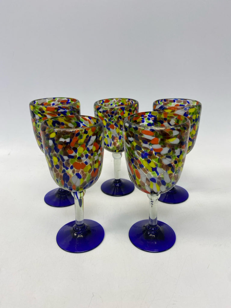 Multi Color Cobalt Blue Dots Glass Glassware