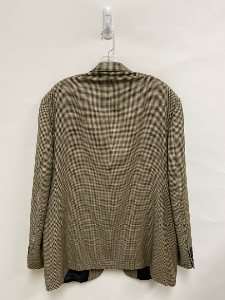 Size 44L Beige Black Houndstooth Wool Men&