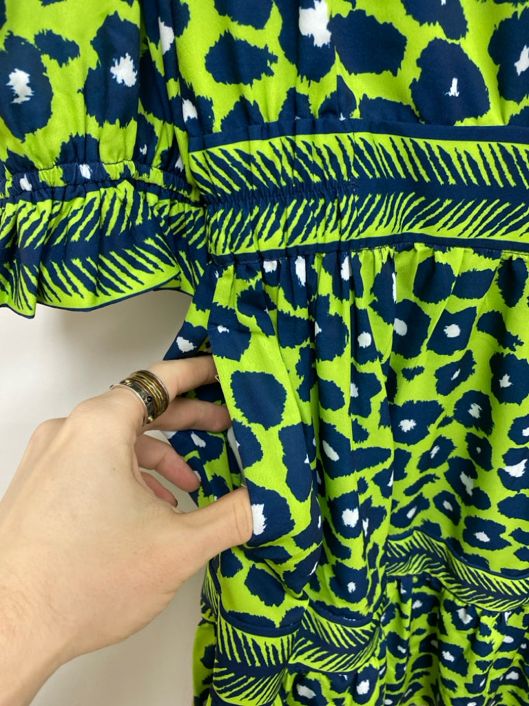 Gretchen Scott Size XXS Green Navy/White Animal Print Ladies Dress
