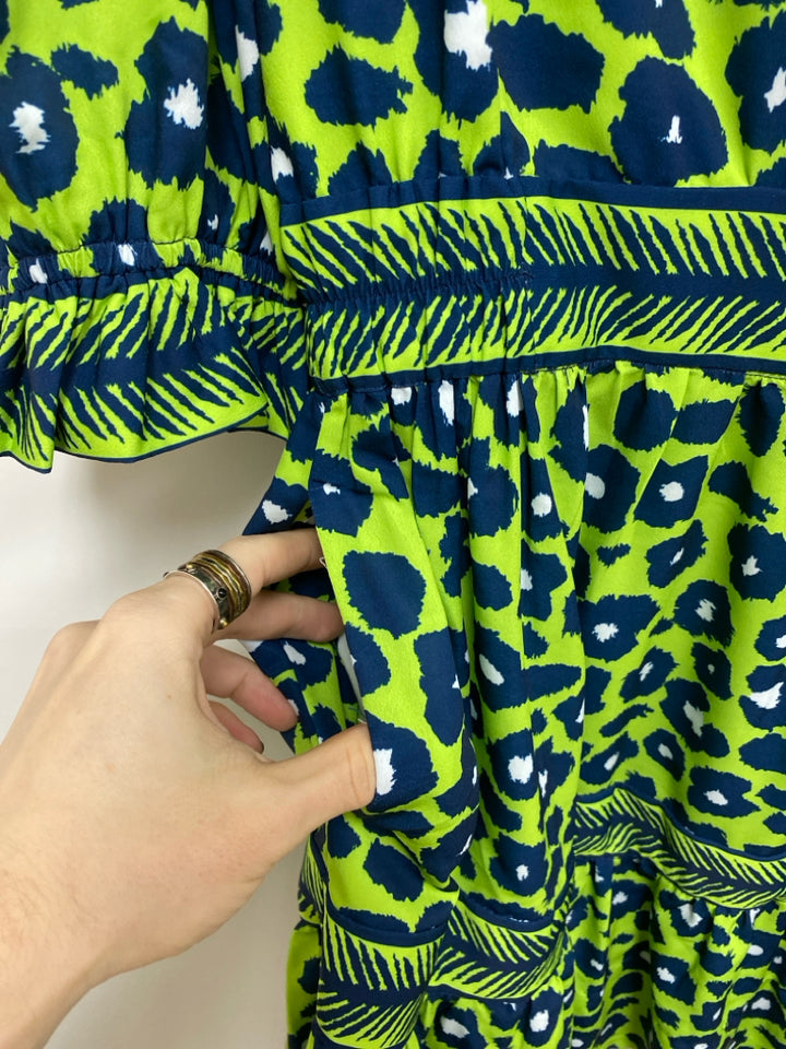 Gretchen Scott Size XXS Green Navy/White Animal Print Ladies Dress