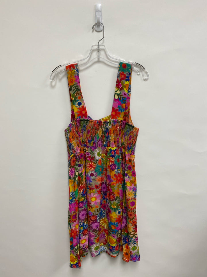 NWT Natural Life Size L Orange/Red Green/Multi Floral Sleeveless Ladies Dress