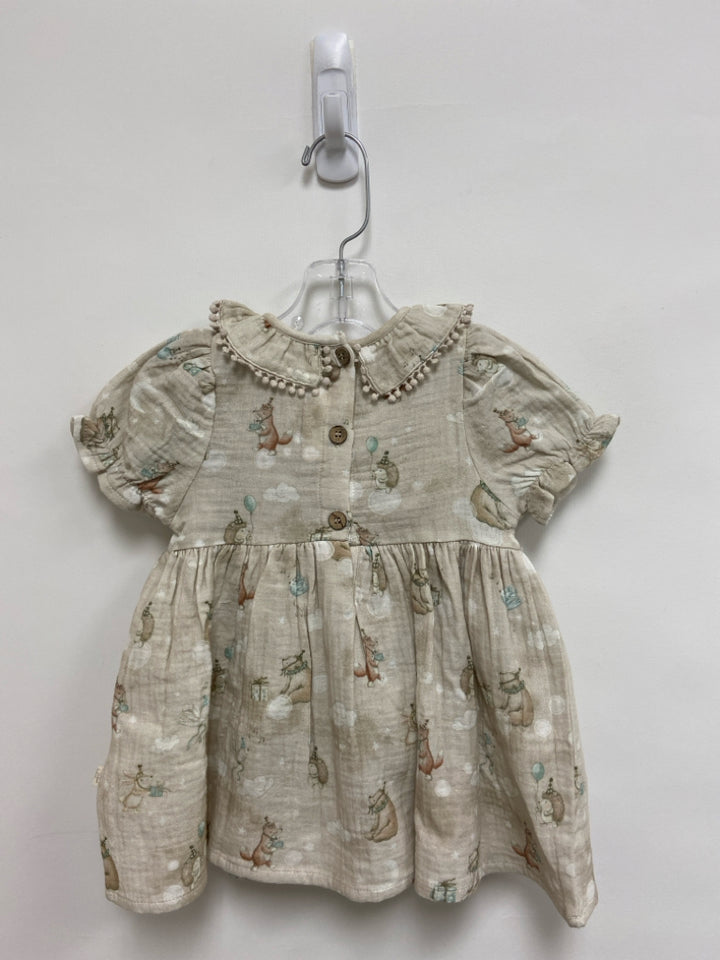 NWT ELEGANT BABY SIZE 9-12M Tan White/Multi Animals Girl&