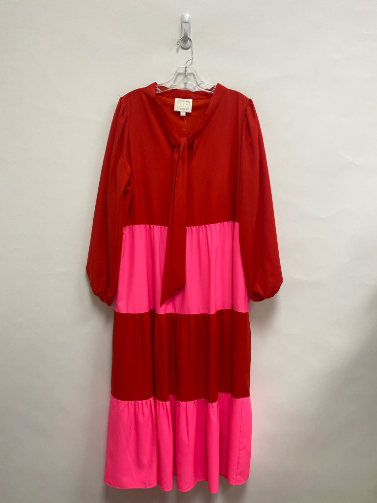 Sail to Sable Size XL Red Neon Pnk Color Block Ladies Dress