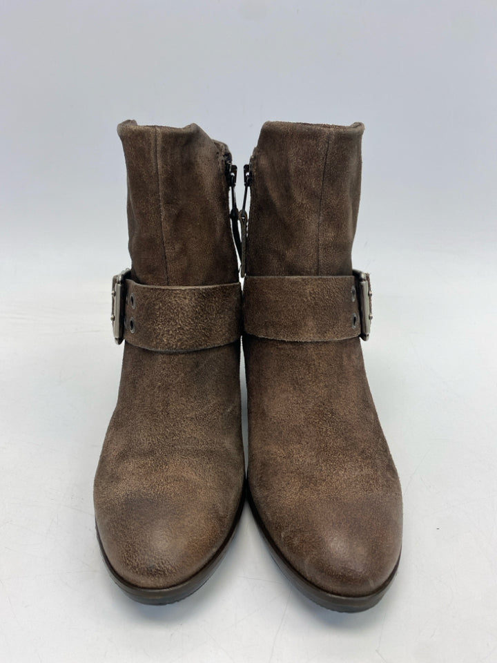 Size 39 Brown Side Zipper Leather Boots