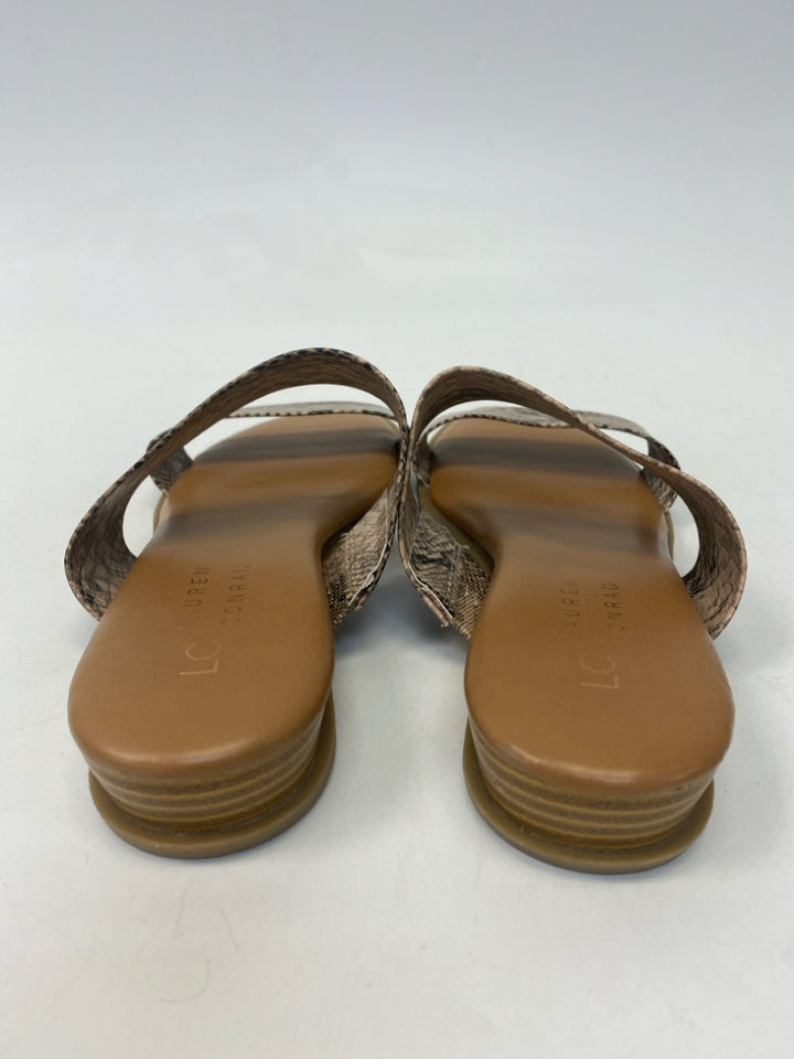 NWOT Lauren Conrad  Size 6.5 Tan Black Snakeprint Sandals