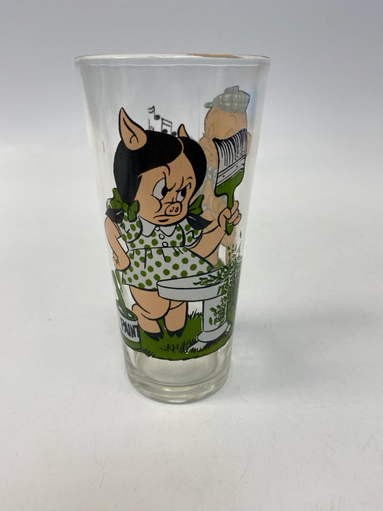Clear Green/Navy Cartoon Glassware