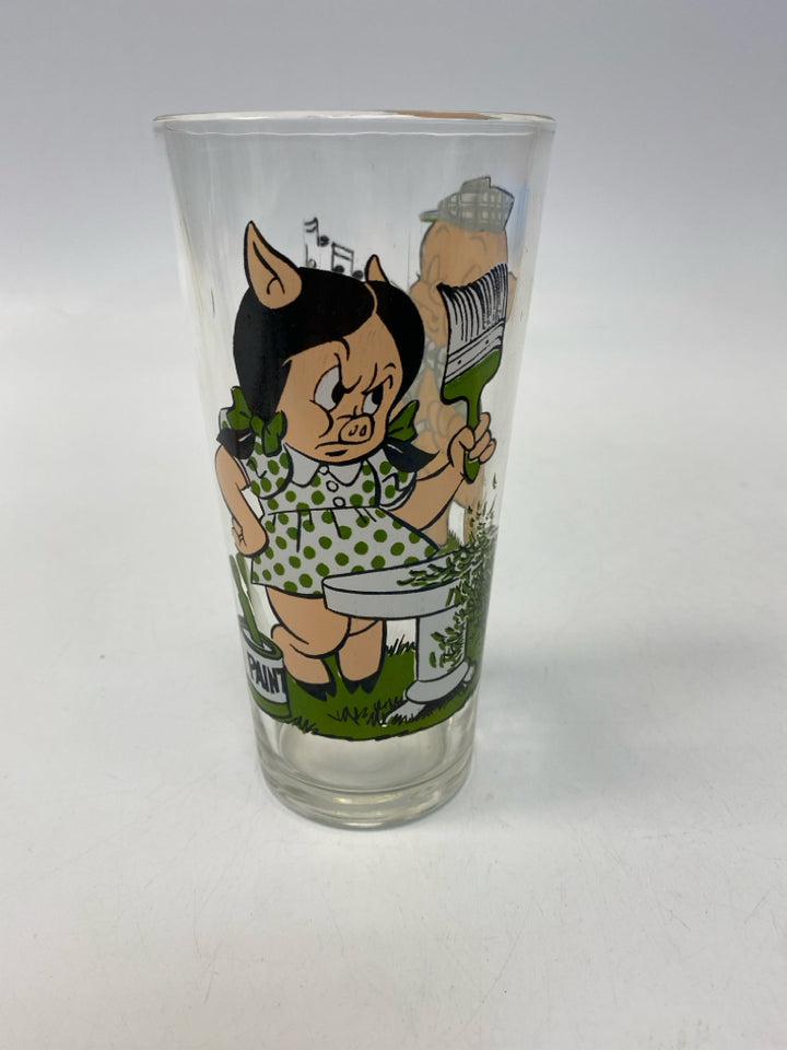 Clear Green/Navy Cartoon Glassware