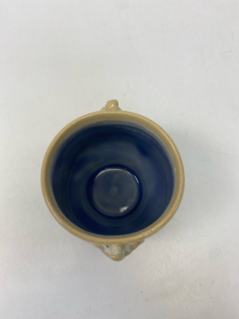 Tan Blue Turtle Pottery