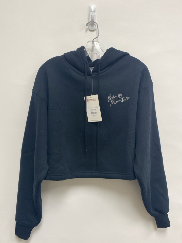 NWT Size S Black Hooded Cropped Ladies Sweatshirt