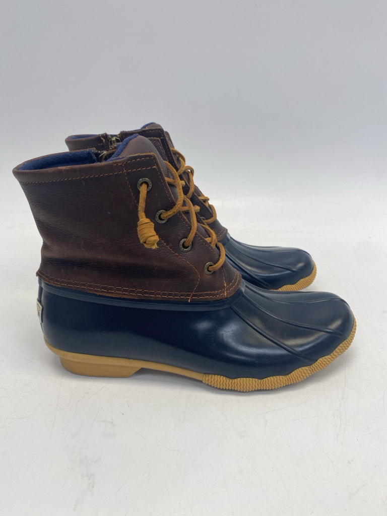 Sperry US Shoe Size 8.5 Black Brown Side Zipper Boots