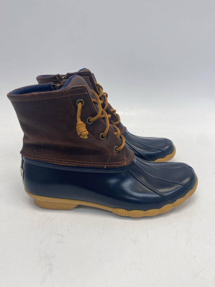Sperry US Shoe Size 8.5 Black Brown Side Zipper Boots