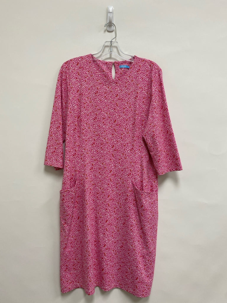 NWT J McLaughlin Size XL Hot Pink/Wht Tan Speckles 3/4 Sleeve Ladies Dress