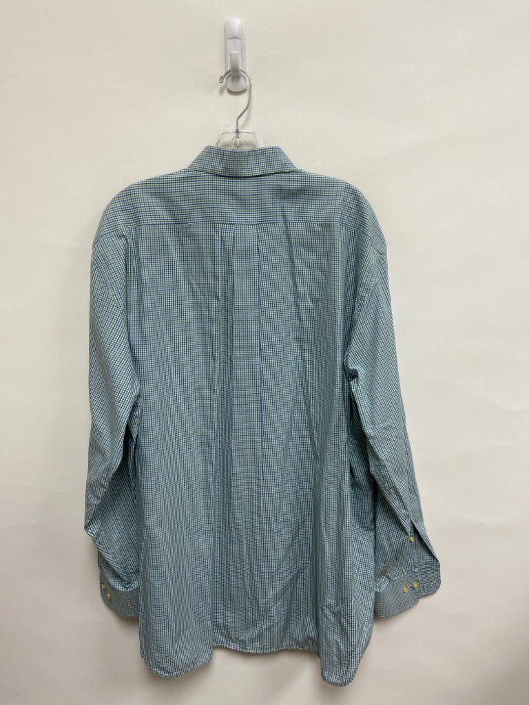 Peter Millar Size XL White/Green Blue Plaid Men&
