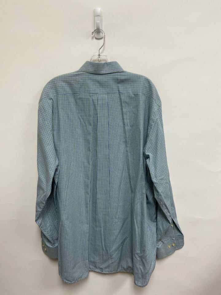 Peter Millar Size XL White/Green Blue Plaid Men&