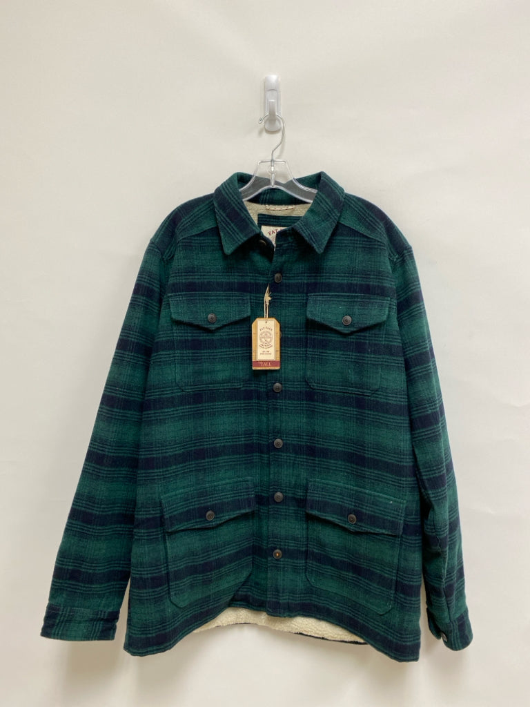 NWT FAT FACE Size XLT Green Navy Plaid Wool Blend Men&