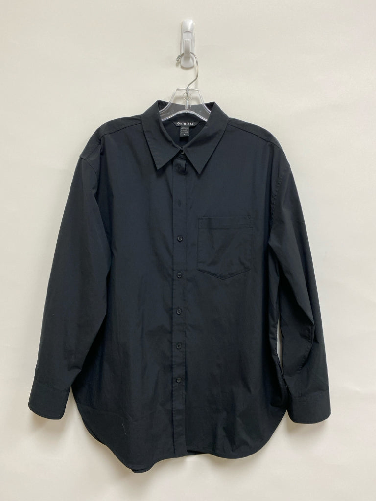 Athleta Size M Black Button Up Ladies Top