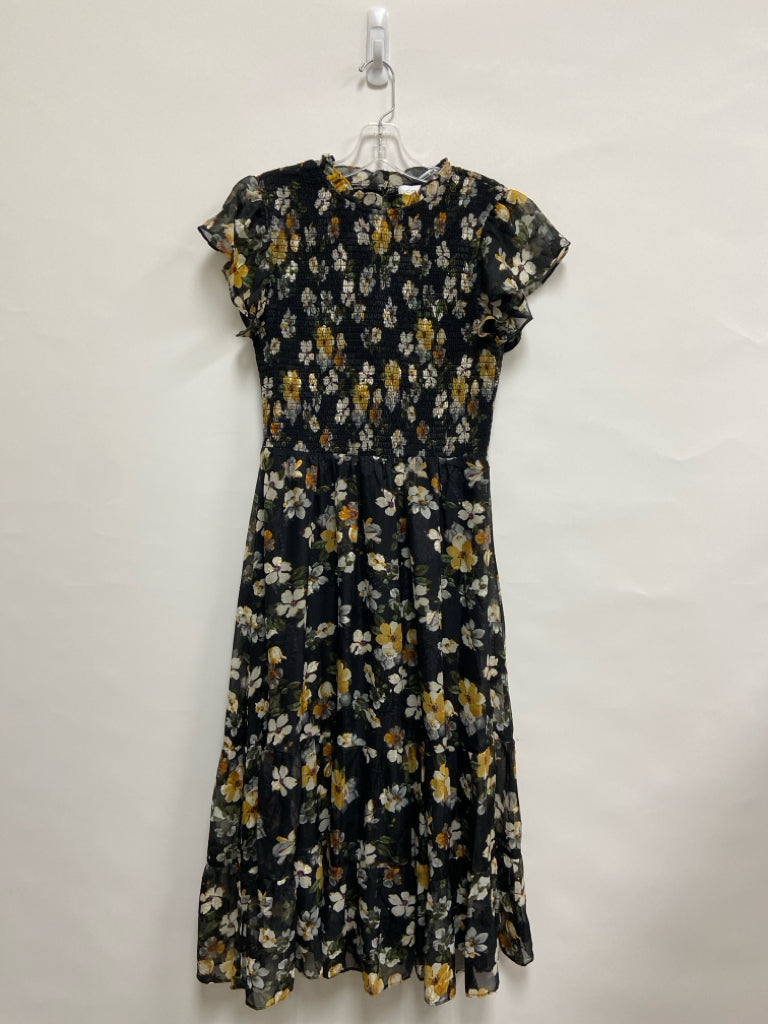 lucy paris Size M Black Tan/Multi Floral Tiered Ladies Dress