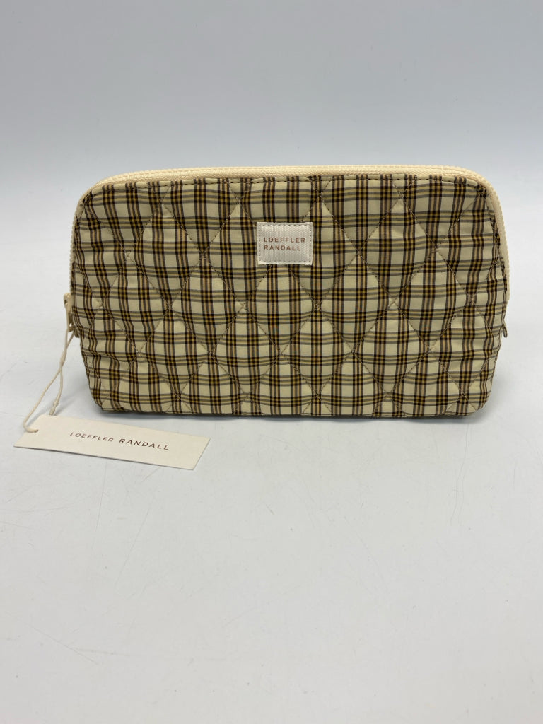 NWT Loeffler Randall Pale Yellow Brown Plaid Frances Cosmetic Pouch