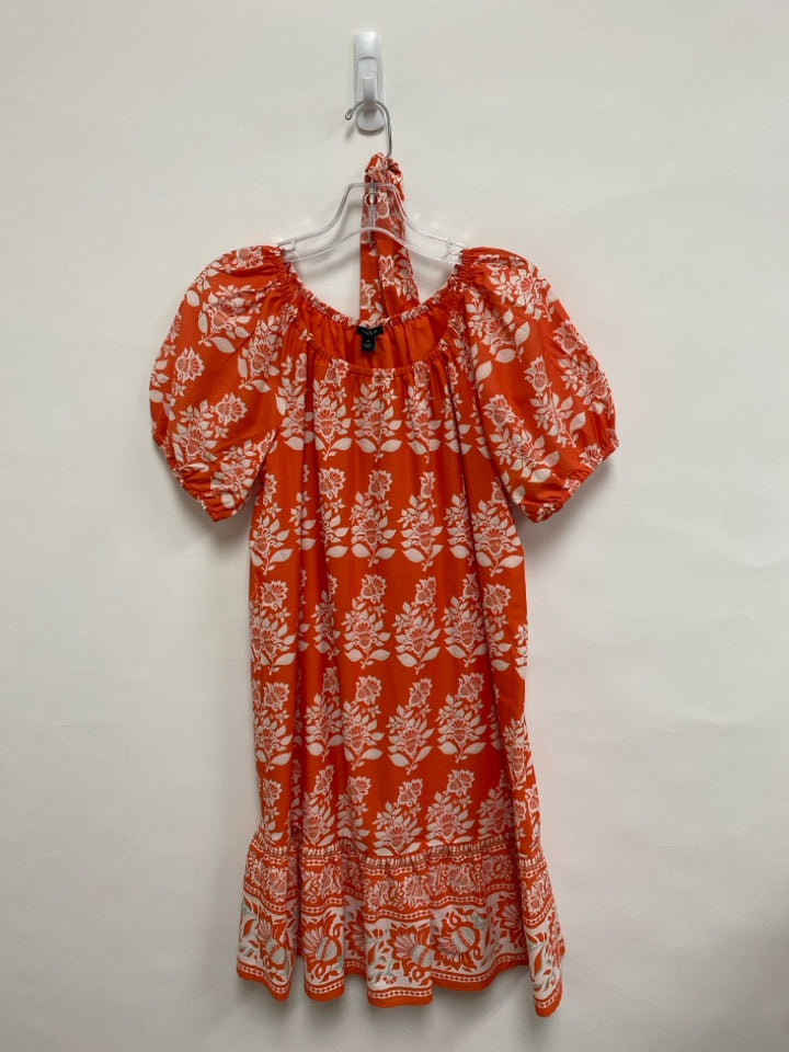 Ann Taylor Size XS Orange White Floral Ladies Dress