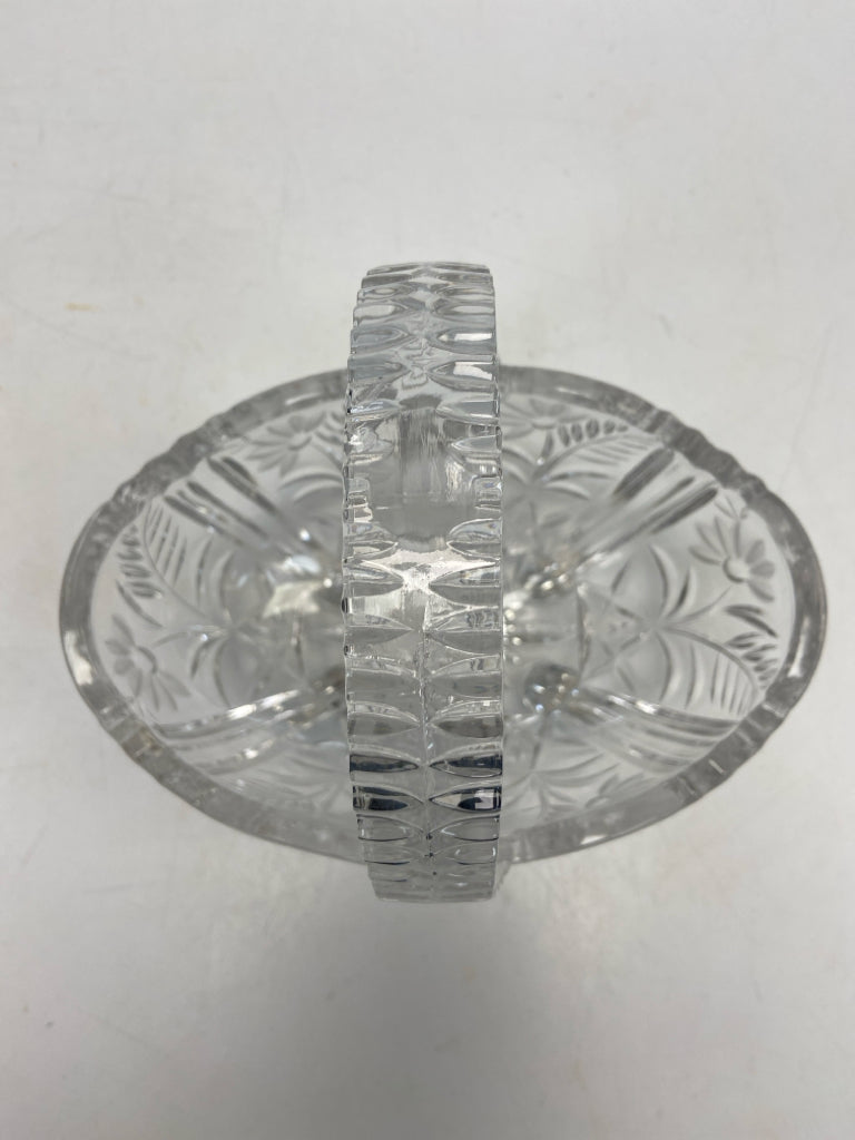 Clear Frosted Flowers Glass Basket