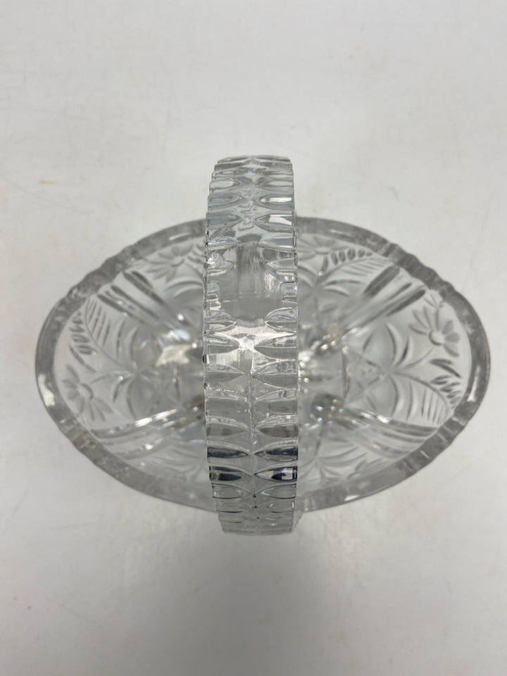 Clear Frosted Flowers Glass Basket