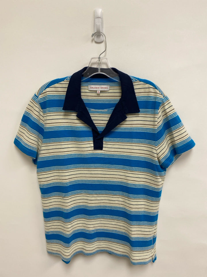 Size XL Turquoise Cream/Brown Stripes V Neck Men&