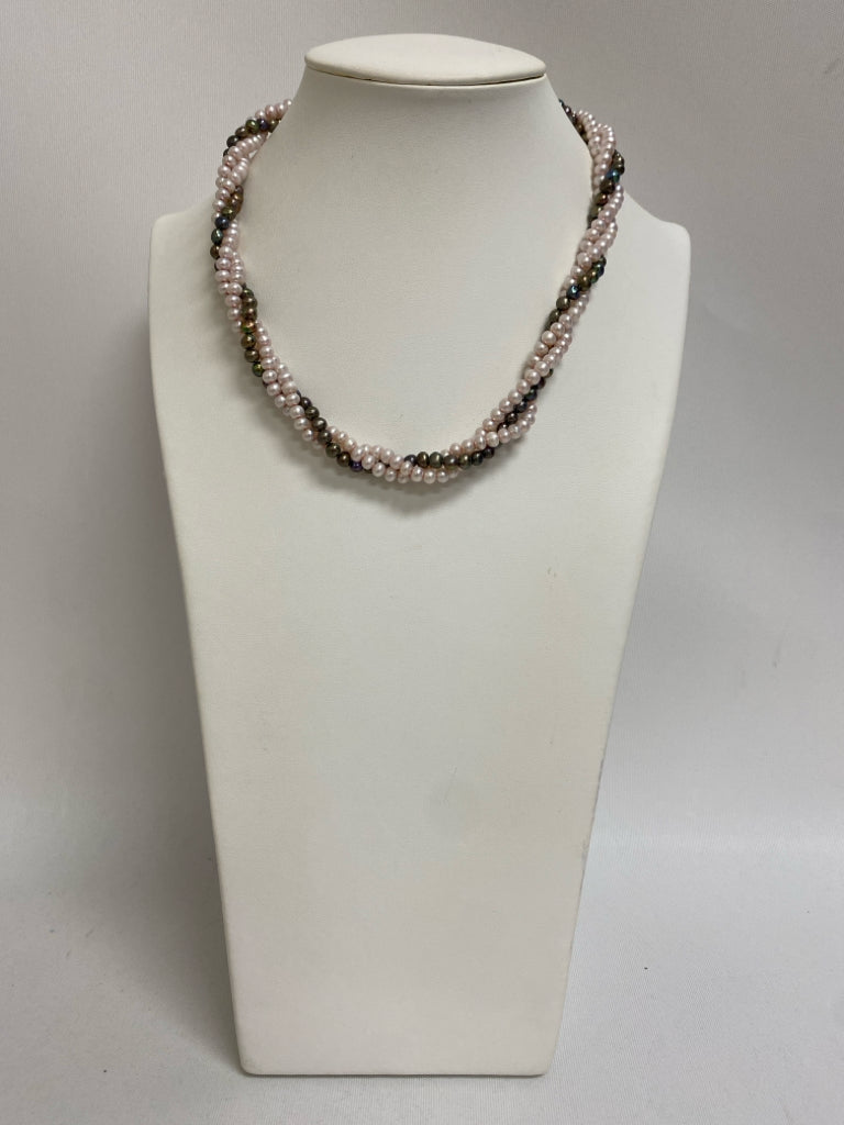 Pink Iridescent Pearl Necklace