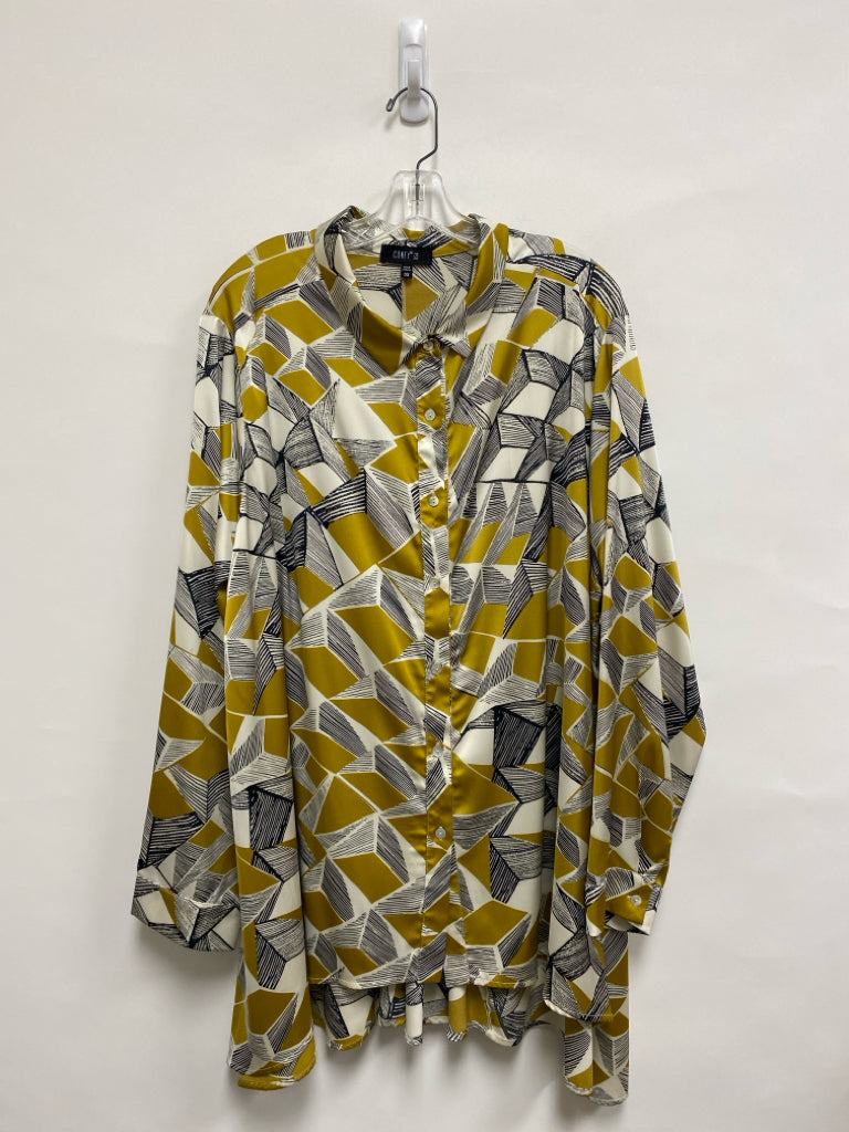 Comfy USA  SIZE  3X Green Cream/Black Plus Size Top