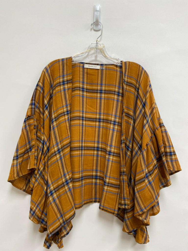 Mustard Seed Size S Burnt Orange Cream/Blue Plaid Batwing Ladies Jacket