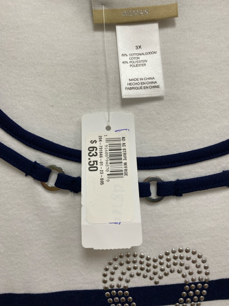 NWT Alfred Dunner  SIZE  3X White Navy Anchors Plus Size Top