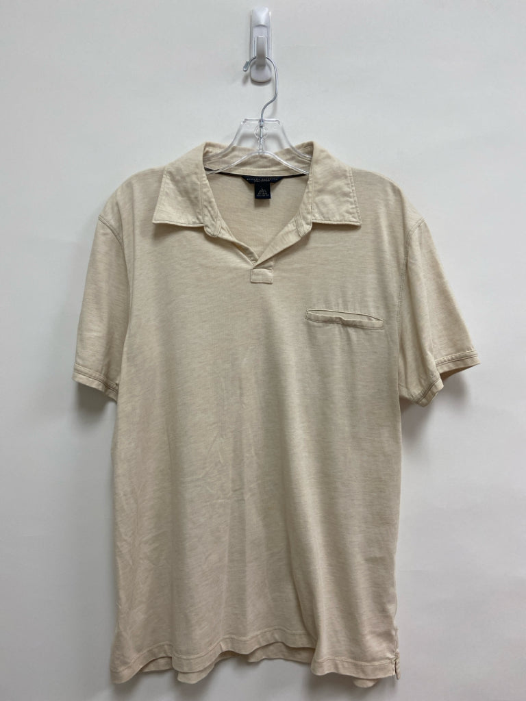Banana Republic Size L Beige Polo Pima Cotton Men&