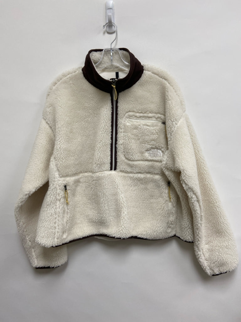 North Face Size XL White Brown Sherpa Ladies Pullover