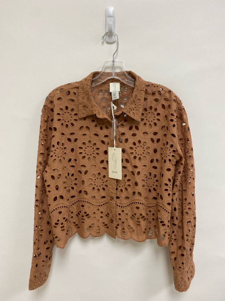 NWT Joie Size M Tan Cut-Out Button Up Ladies Top