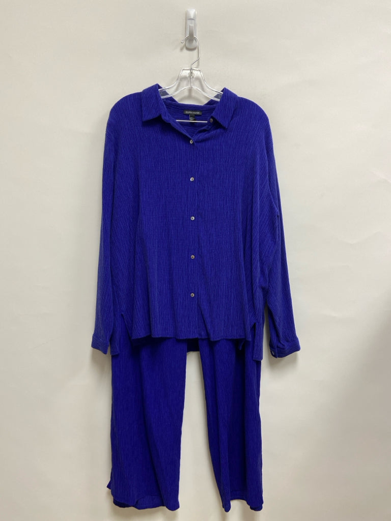 Eileen Fisher Size XL Dark Blue Texture Ladies 2pc Pant Set
