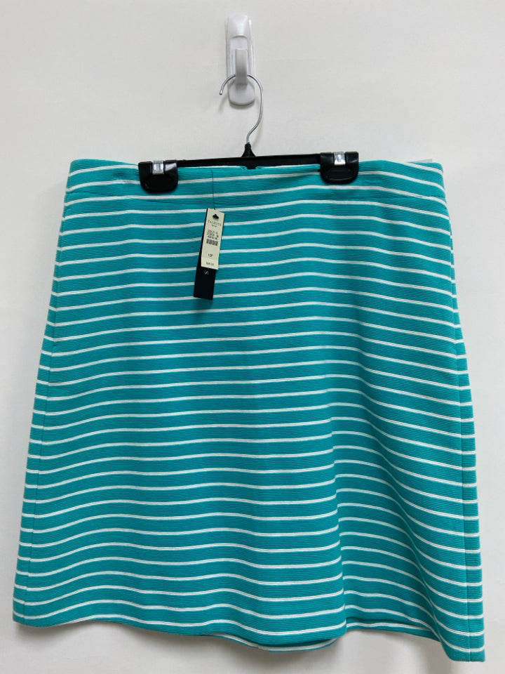 NWT Talbots Size 10P Aqua White Striped Petite Skirt