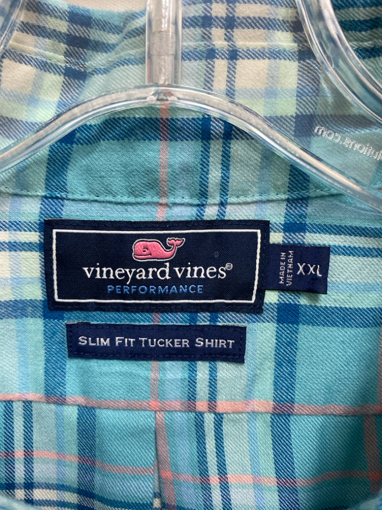 Vineyard Vines Size XXL Aqua Pink/Blue Plaid Men&