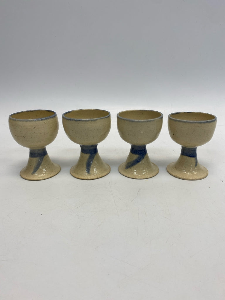 Cream Blue Trimmed Pottery