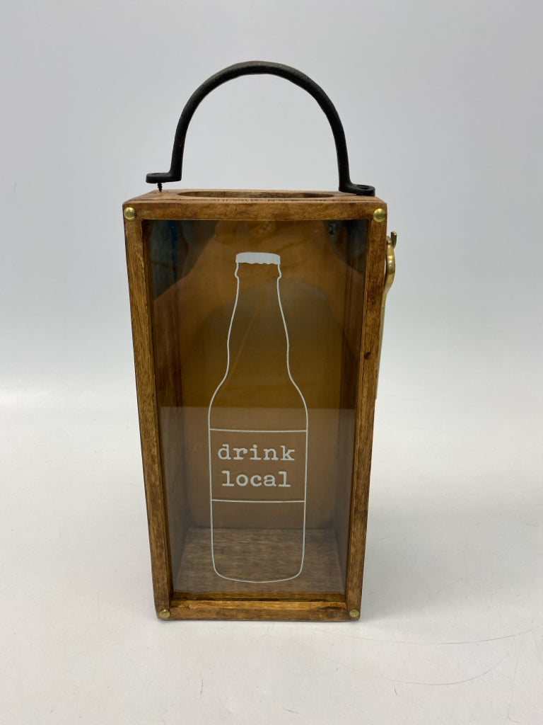 Brown Wood/Glass Barware