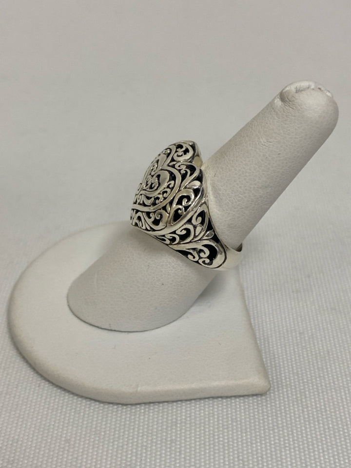 Silver Black Hearts Ring