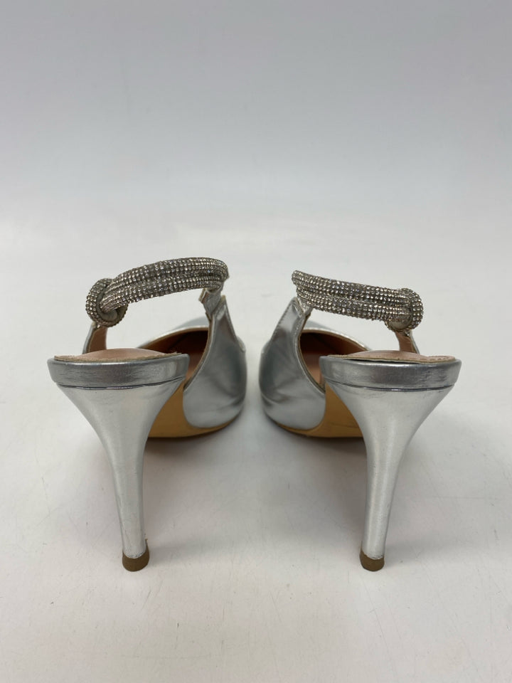 Size 5.5 Silver Rhinestone(s) Metallic Heels