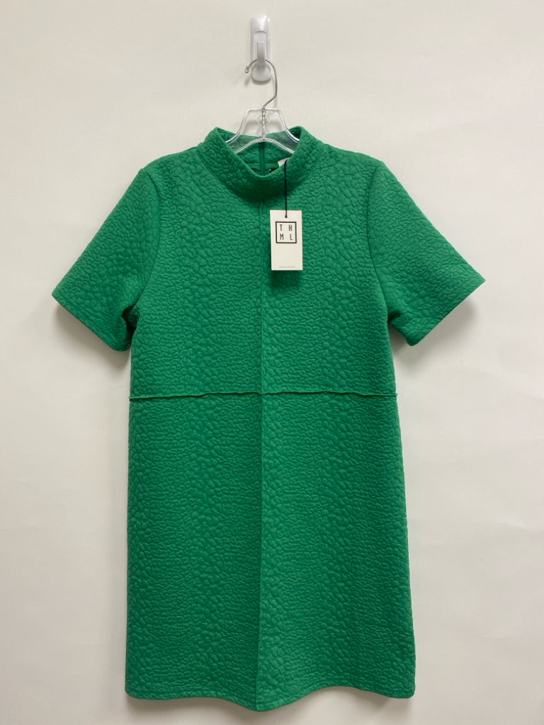 NWT THML Size S Green Texture Mock Neck Ladies Dress