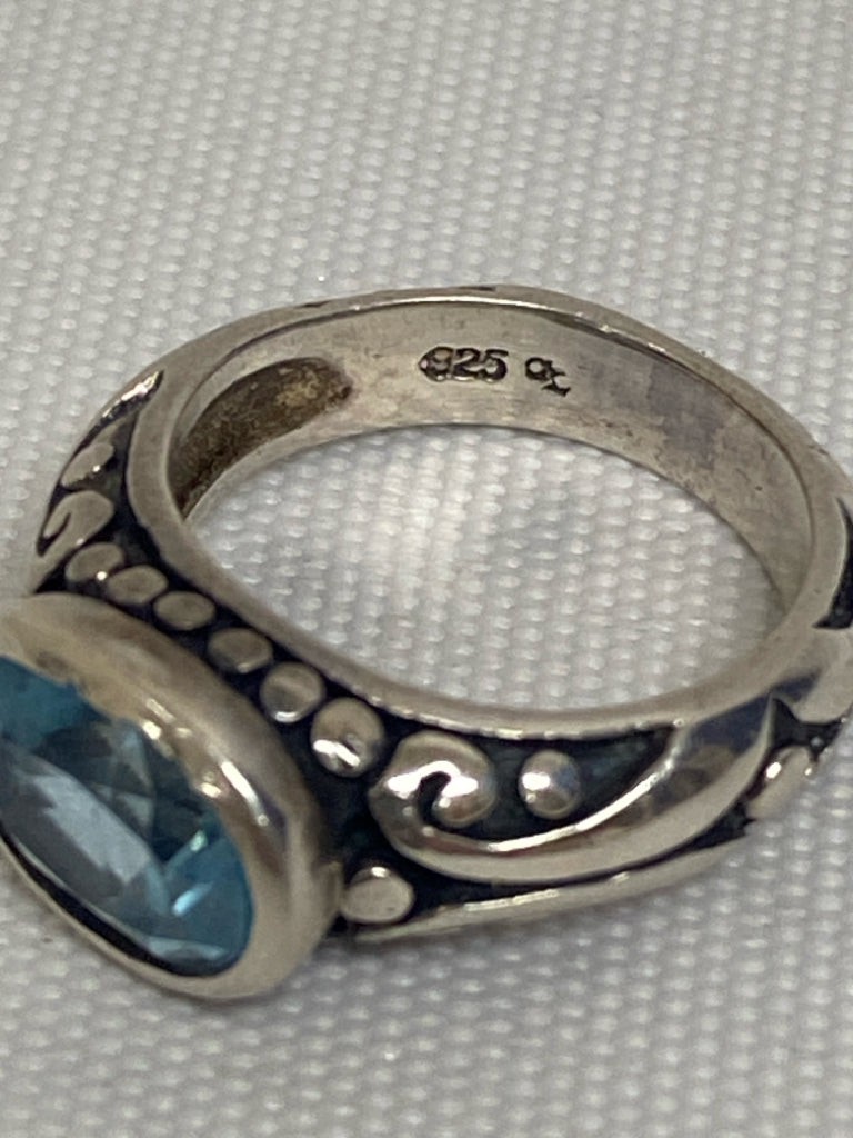 Teal Blue Silver Oval(s) Ring