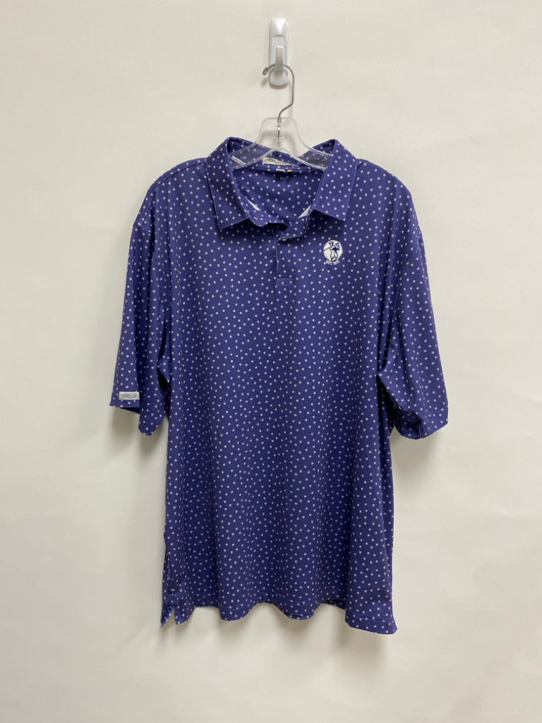 Straight Down Size XXL Dark Aqua Lavender Flowers Polo Men&