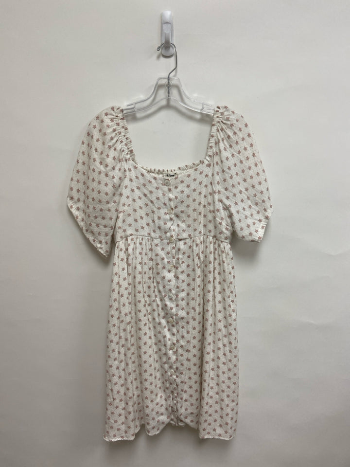 Size M White Dusty Rose Flowers Puff Sleeve Ladies Dress