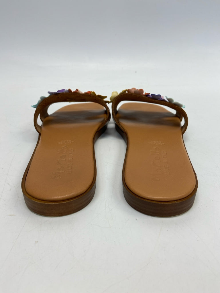 Size 7.5 Brown Multi-Color Rosette(s) Sandals