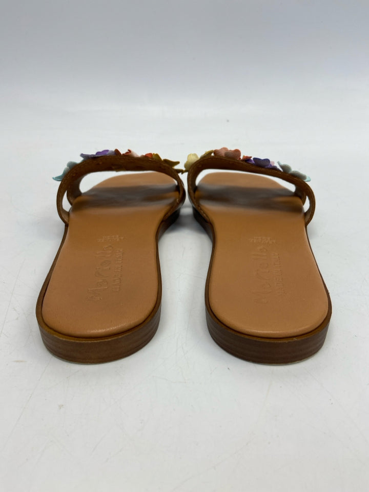 Size 7.5 Brown Multi-Color Rosette(s) Sandals